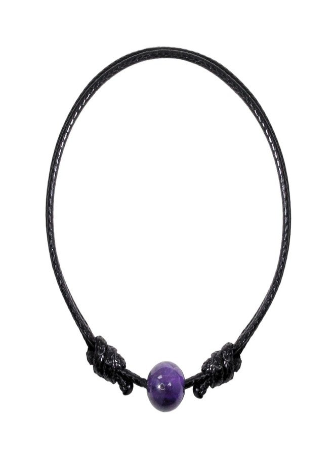 Luck Strings Gemstone Bead Wax Cord Bracelet for Men Women Unisex - Lapis Lazuli Carnelian Tigers Eye Black Tourmaline Rose Quartz Clear Quartz Amethyst Aventurine Beaded Bracelets (Amethyst) - Image 1